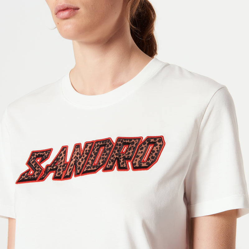 [SANDRO] 산드로 레오파트 로고 티셔츠 (Gor)